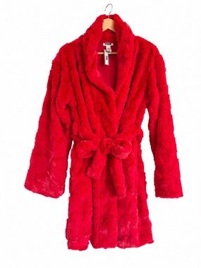 Victoria’s Secret PINK Plush Red Robe Soft Cozy Loungewear Size XS/S NEW